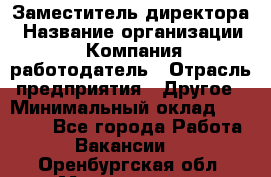 Заместитель директора › Название организации ­ Компания-работодатель › Отрасль предприятия ­ Другое › Минимальный оклад ­ 25 000 - Все города Работа » Вакансии   . Оренбургская обл.,Медногорск г.